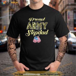 Proud Army Stepdad Us Flag Camo Dog Tags Military Stepfather Shirt 3