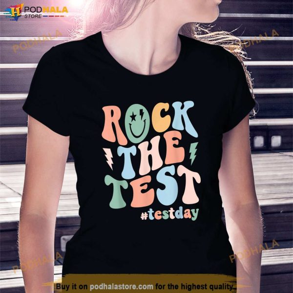 Rock The Test Testing Day Retro Motivational Teacher Student Shirt