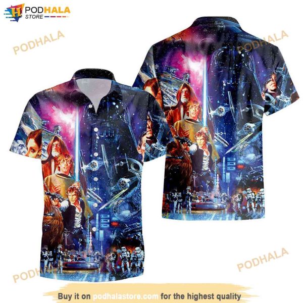 Star Wars Characters Hawaiian Shirt, Star Wars Hawaii Button Shirt For Fans