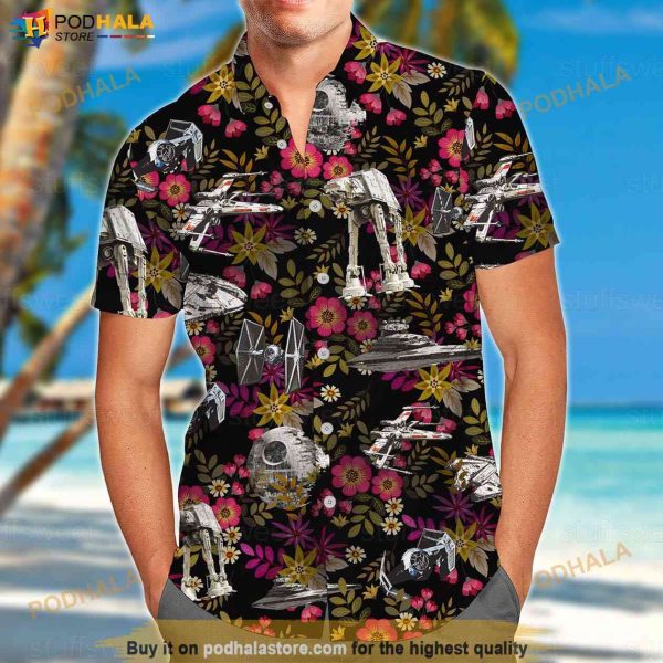 Star Wars Hawaiian Shirt, Star Wars Shirt, Spaceship Summer Button Up Shirts