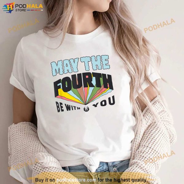 Star Wars May the Fourth Be With You Multi Color White Shirt