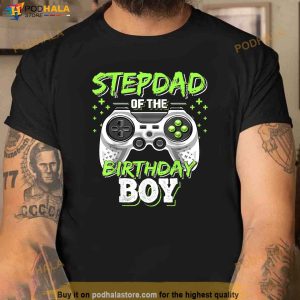 Stepdad of Birthday Boy Matching Video Game Birthday Party Shirt