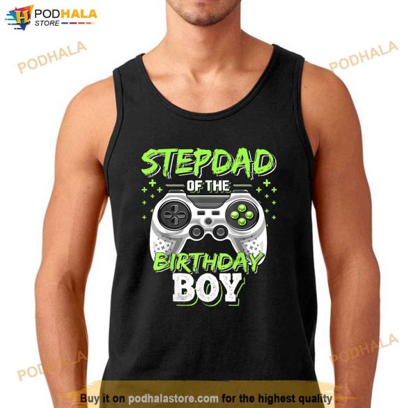 Stepdad of Birthday Boy Matching Video Game Birthday Party Shirt