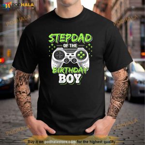 Stepdad Of Birthday Boy Matching Video Game Birthday Party Shirt 3