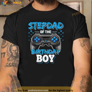 Stepdad Of The Birthday Boy Matching Family Video Game Party Shirt 2