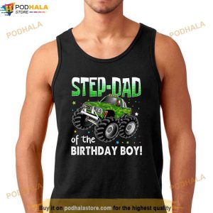 Stepdad Of The Birthday Boy Monster Truck Birthday Shirt 2