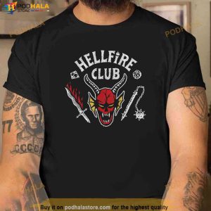 Stranger Things 4 Hellfire Club Skull Weapons Shirt