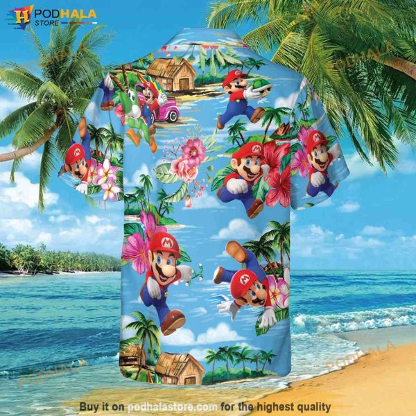 Super Mario Hawaiian Shirt, Tropical Super Mario Summer Vacation Hawaii Shirt
