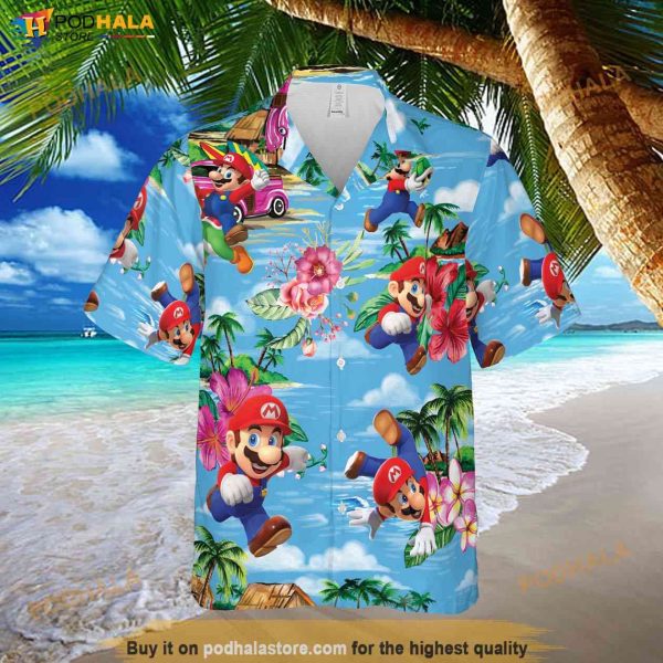 Super Mario Hawaiian Shirt, Tropical Super Mario Summer Vacation Hawaii Shirt