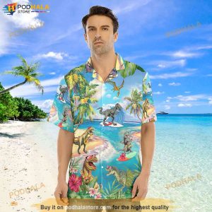 T rex Dinosaur Tropical Island Hawaiian Shirt Aloha Hawaiian Shirt 2