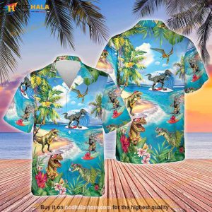 T rex Dinosaur Tropical Island Hawaiian Shirt Aloha Hawaiian Shirt 3