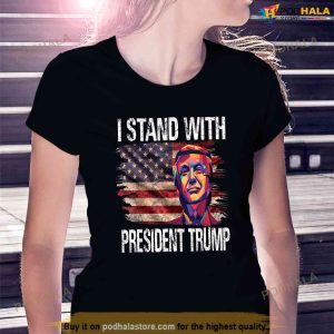 T shirt women mockup i stand with trump american flag men woman usa vintage