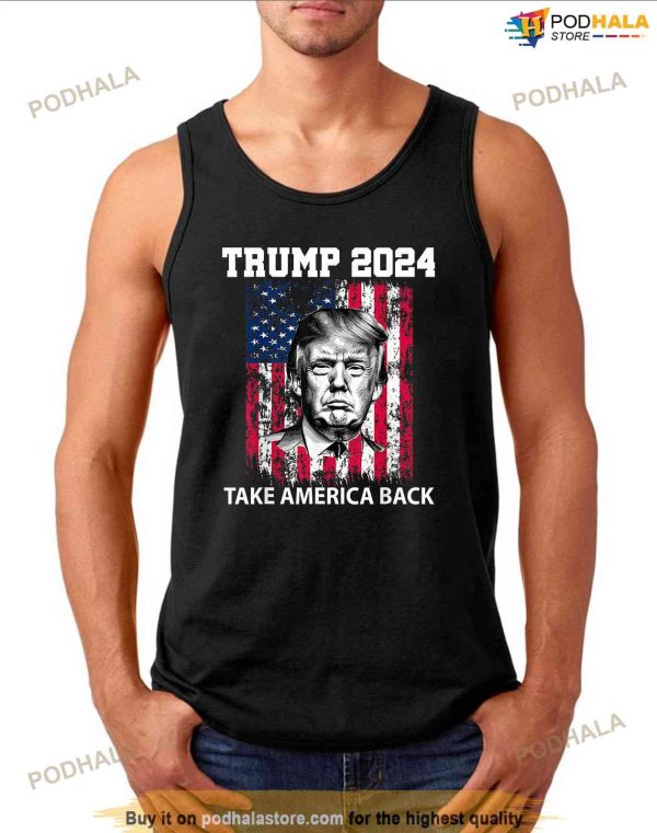 Take America Back Donald Trump Face 2024 Usa American Flag Shirt