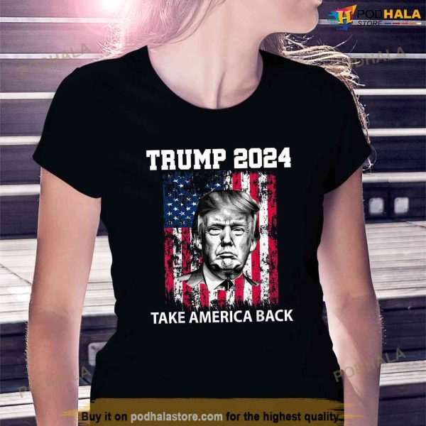 Take America Back Donald Trump Face 2024 Usa American Flag Shirt
