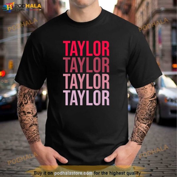 Taylor Retro Wordmark Pattern I love Taylor Shirt