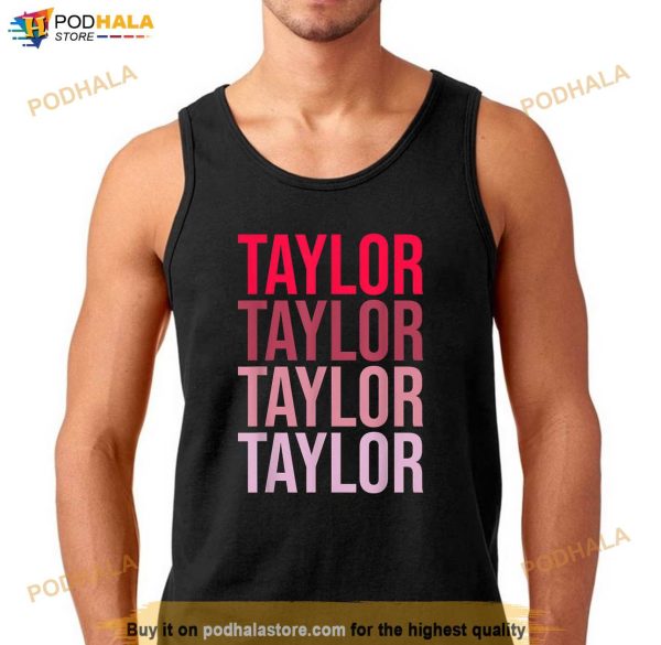Taylor Retro Wordmark Pattern I love Taylor Shirt