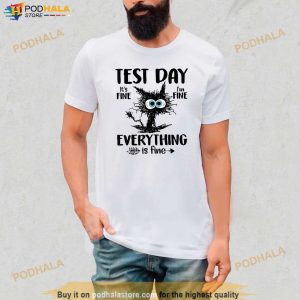 Test Day Funny Stressed Cat Teacher Student Kids Testing Day Shirt