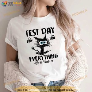 Test Day Funny Stressed Cat Teacher Student Kids Testing Day Shirt 2