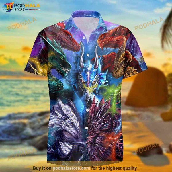 The Dragons In The Galaxy Hawaiian Shirt, Dungeons And Dragons Hawaii Button Up Shirt
