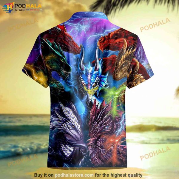 The Dragons In The Galaxy Hawaiian Shirt, Dungeons And Dragons Hawaii Button Up Shirt