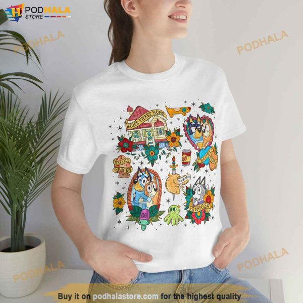 Traditional Tattoo Heeler Inspired Shirt, Bluey Family Shirt