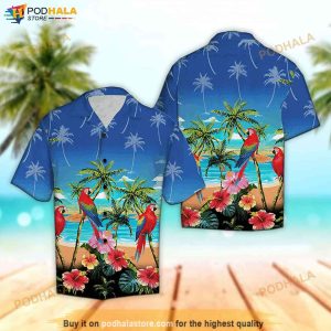 Tropical Flower Parrot Palm Tree Hawaiian Shirt Aloha Hawaii 3d Shirt 2
