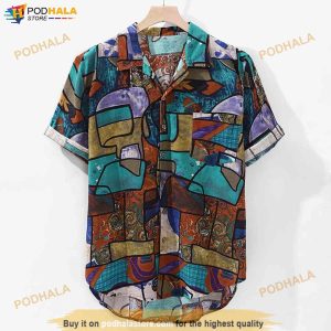 Unique Pattern Beach Hawaiian Shirt Women Men Short Sleeve Button Up Shirt 2