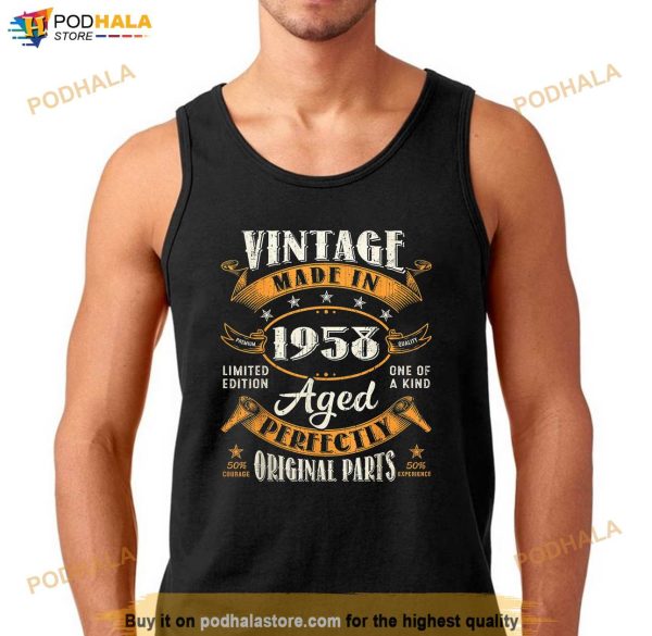 Vintage 65th Birthday Decorations Men Funny 1958 65 Birthday Shirt