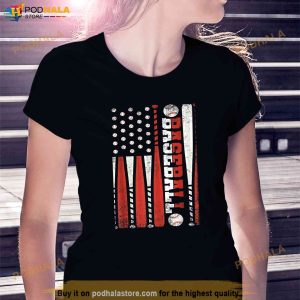 Vintage American Flag Baseball Team Gift Men Boys Teens Shirt 2
