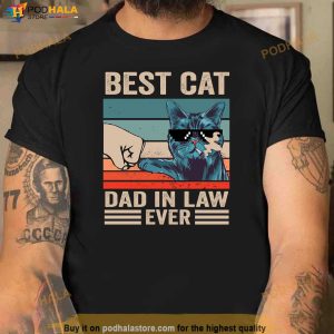 Vintage Best Cat Dad In Law Ever Fathers Day Gifts Shirt 2