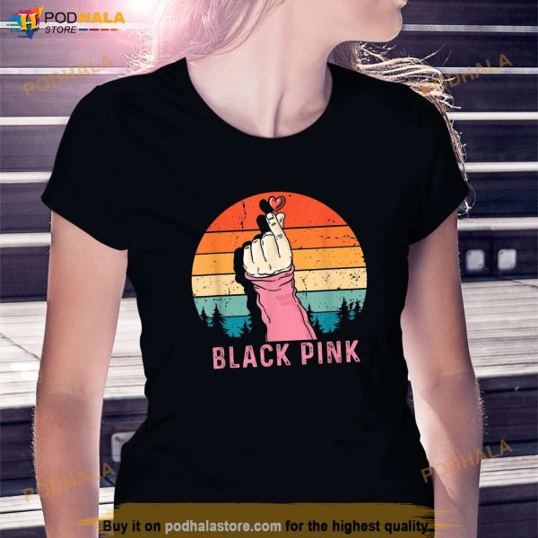 Vintage Black Pink Shirt, Kpop Korea Pop Retro Shirt Merch For Fans Women