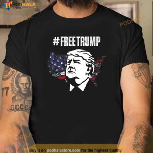 Vintage Free Donald Trump Free Trump 2024 American US Flag T-Shirt