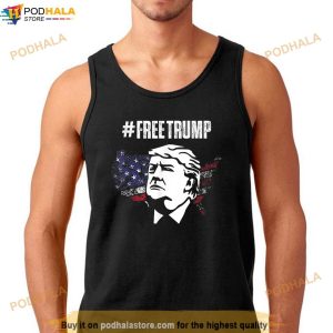 Vintage Free Donald Trump Free Trump 2024 American US Flag T Shirt 2