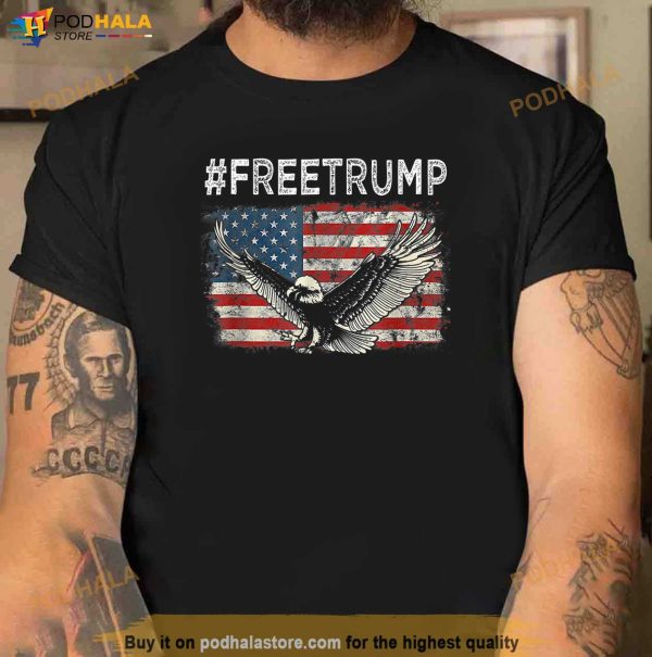 Vintage Free Trump American Flag Trump Supporter T-Shirt