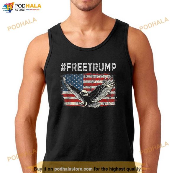 Vintage Free Trump American Flag Trump Supporter T-Shirt