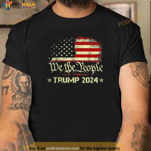 We People Stand With Donald Trump 2024 American Flag Men T-Shirt
