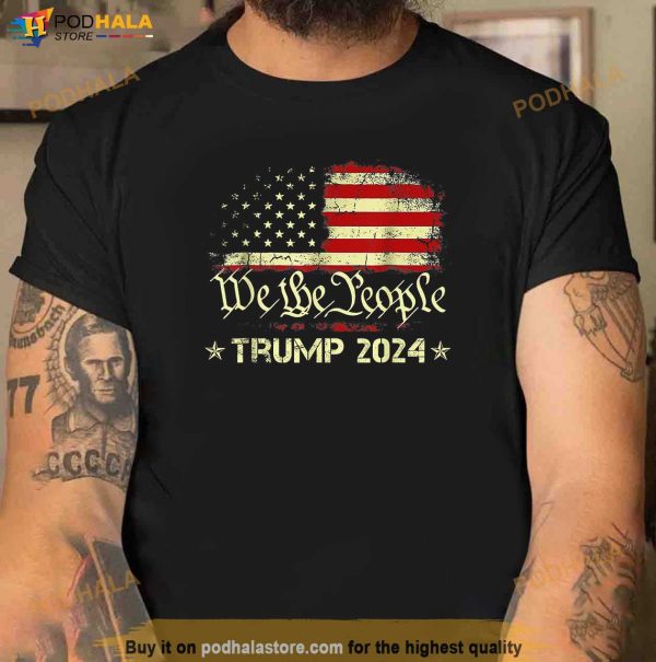 We People Stand With Donald Trump 2024 American Flag Men T-Shirt