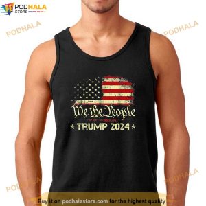 We People Stand With Donald Trump 2024 American Flag Men T Shirt 2