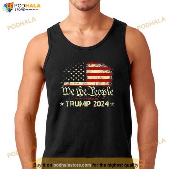 We People Stand With Donald Trump 2024 American Flag Men T-Shirt