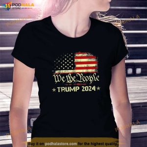 We People Stand With Donald Trump 2024 American Flag Men T Shirt 3