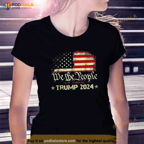 We People Stand With Donald Trump 2024 American Flag Men T-Shirt