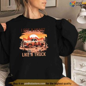 Western Sunset Cowgirl Funny I Got A Heart Like A Truck Shirt 2