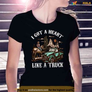 Western Sunset Cowgirl I Got A Heart Like A Truck Vintage Long Sleeve Shirt