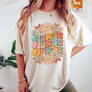 Wildflowers Nurse Shirt, Nursing School For Work RN Nurse Registered Nurse
