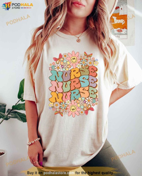 Wildflowers Nurse Shirt, Nursing School For Work RN Nurse Registered Nurse