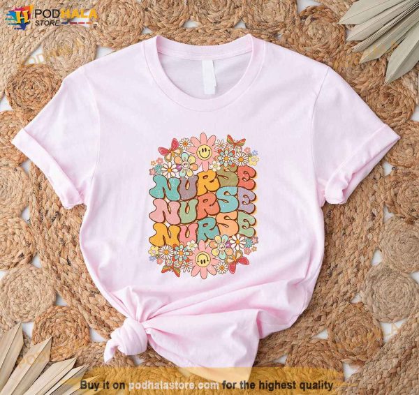 Wildflowers Nurse Shirt, Nursing School For Work RN Nurse Registered Nurse