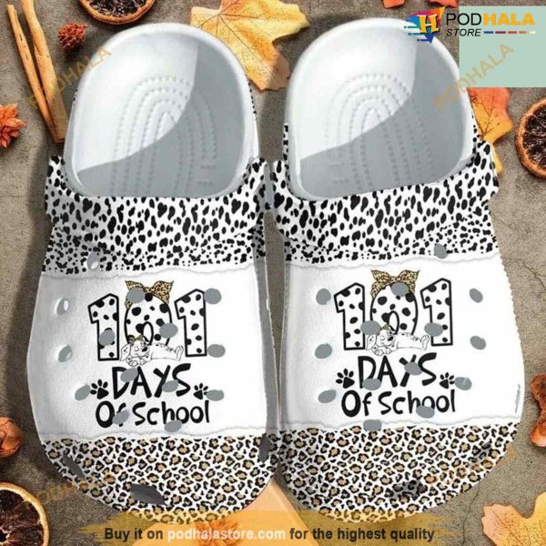 101 Days Of School Leopard Cowhide Crocs Clog Shoes