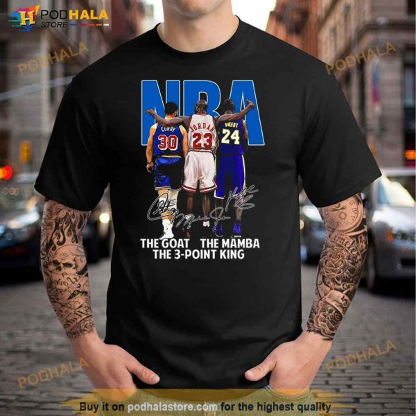 2023 Stephen Curry Michael Jordan Kobe Bryant NBA The Goat The Mamba The 3 Point King Signatures Shirt