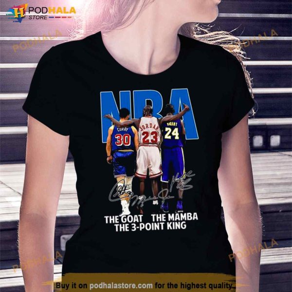 2023 Stephen Curry Michael Jordan Kobe Bryant NBA The Goat The Mamba The 3 Point King Signatures Shirt