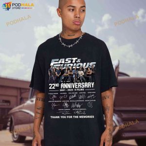 Fast & Furious 10 Films 22 Years Of The Fast Saga 2001 – 2023 Thank You For  The Memories T Shirt - Limotees